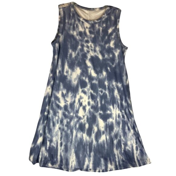 SHEIN Dresses & Skirts - Shein A-Line Tank Dress XL Blue White Tie-Dye Casual Beach Vacation